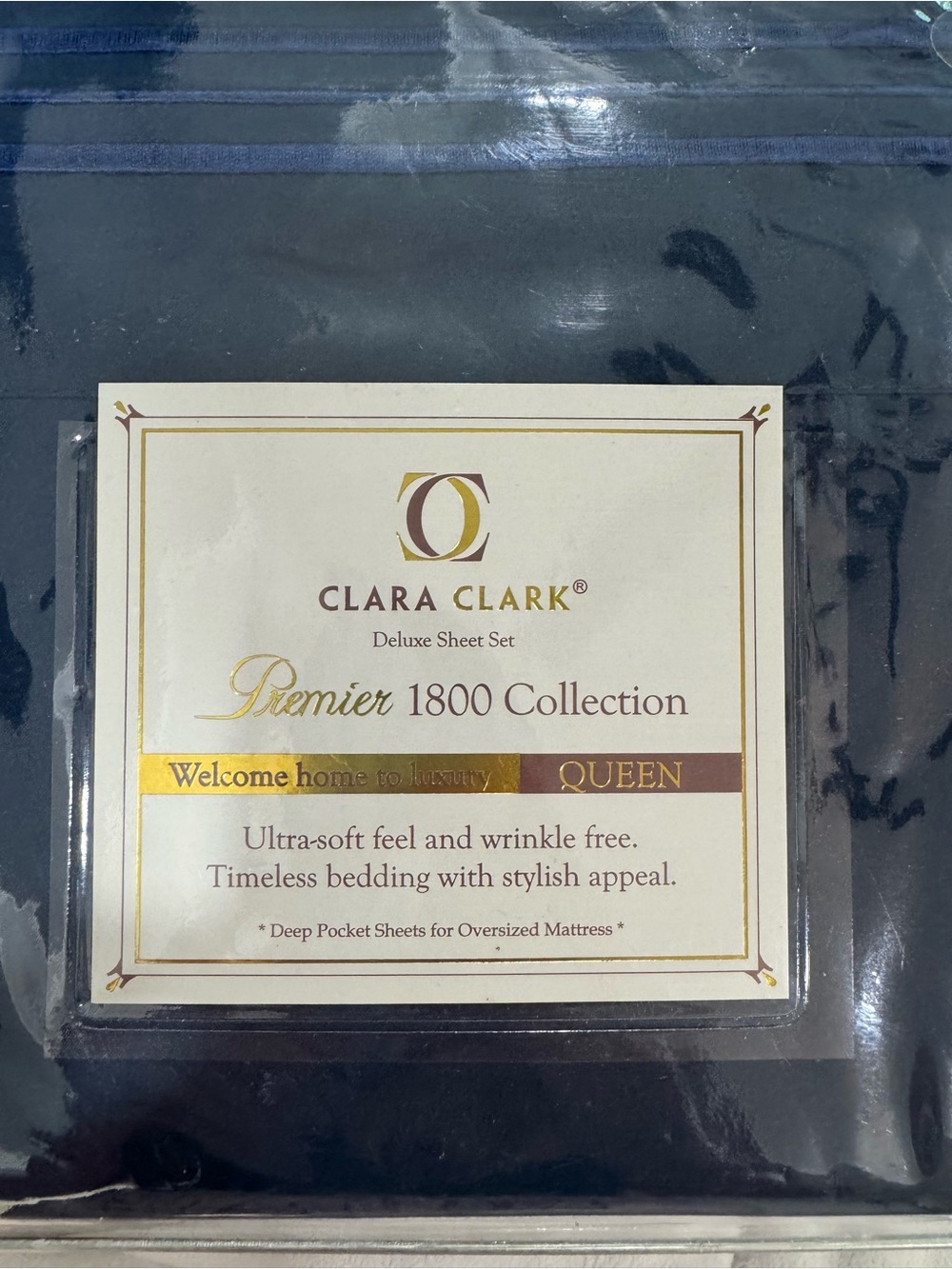 Clara Clark Navy Premier 1800 Collection Queen Sheet Set